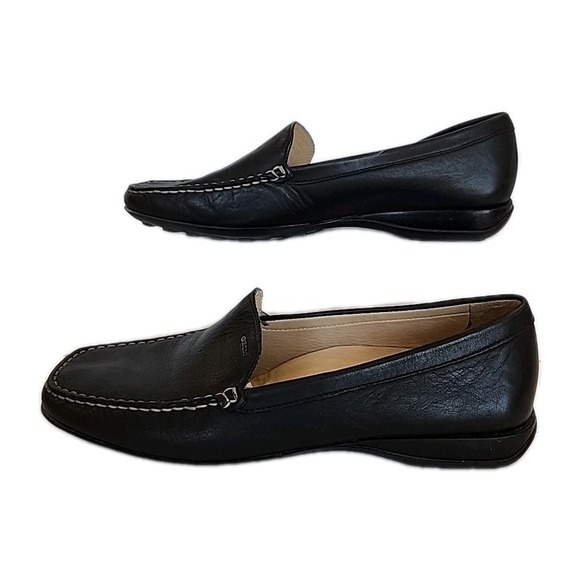 Geox Respira Black Leather Flats Women's EUR 41/US 10-10.5 Made‎ In Italy - Picture 3 of 8